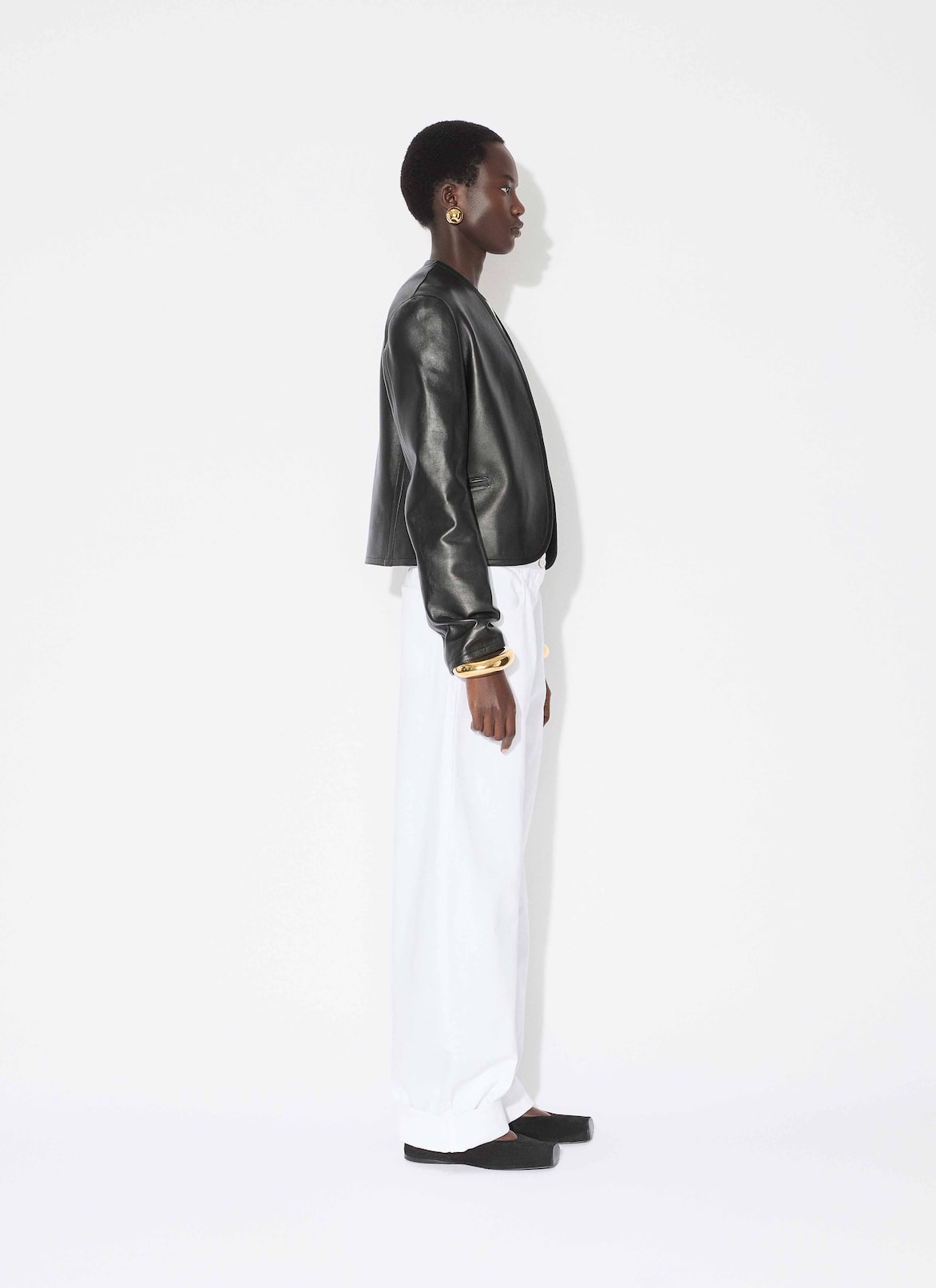 ROUND LEATHER BLAZER ALAÏA BLACK ROUND LEATHER BLAZER